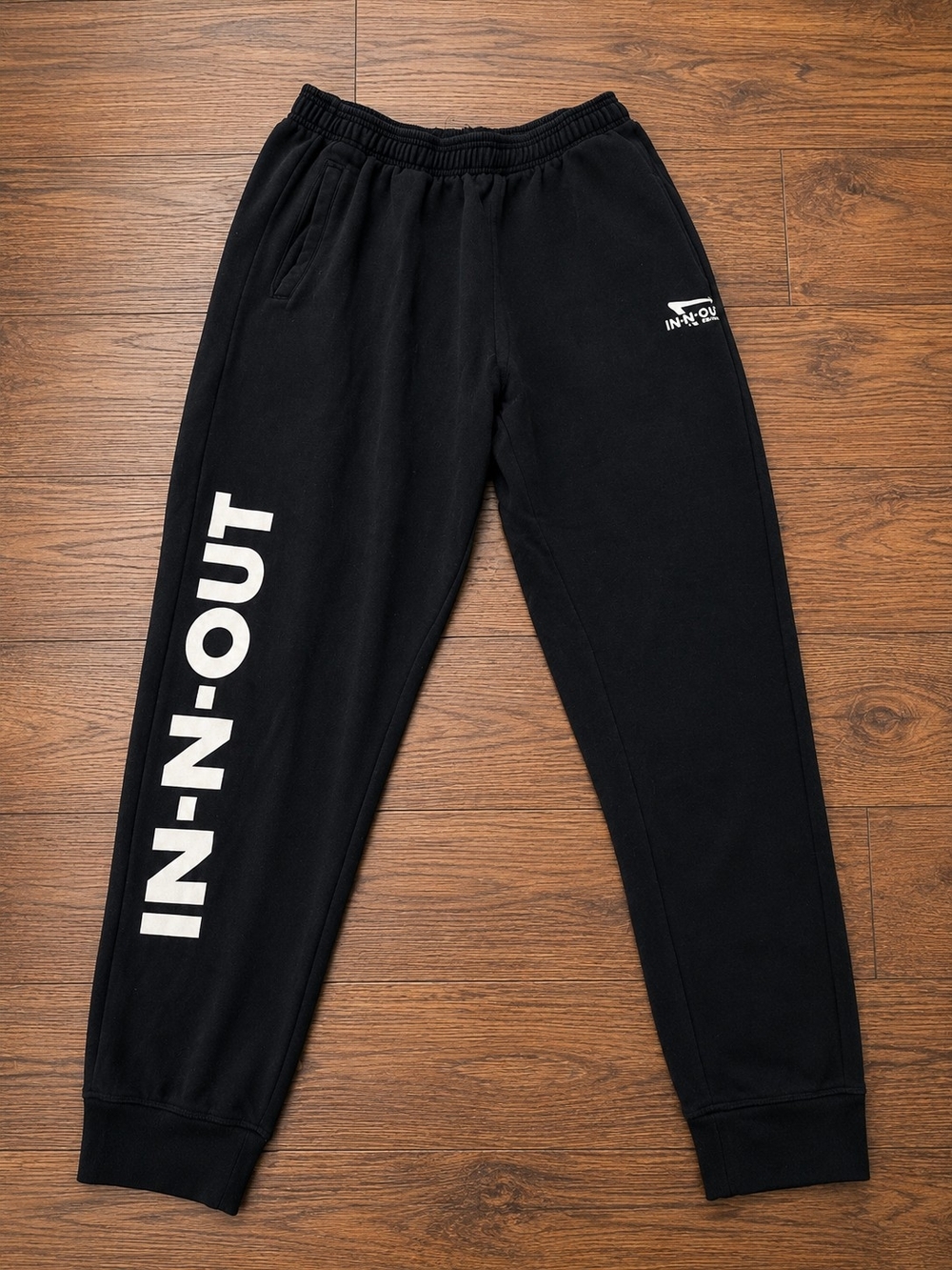 In-N-Out Black Jogger Sweatpants Mens Large Fleece Lounge Graphic Logo Spell Out